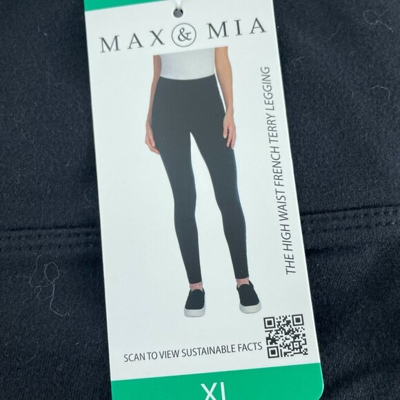 Max & Mia High Waist Black French Terry Leggings XL NWT 5320 - Picture 4 of 10